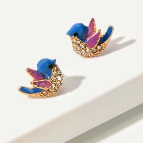 Brielle Rhinestone Bird Post Earrings - Picture 2 of 3